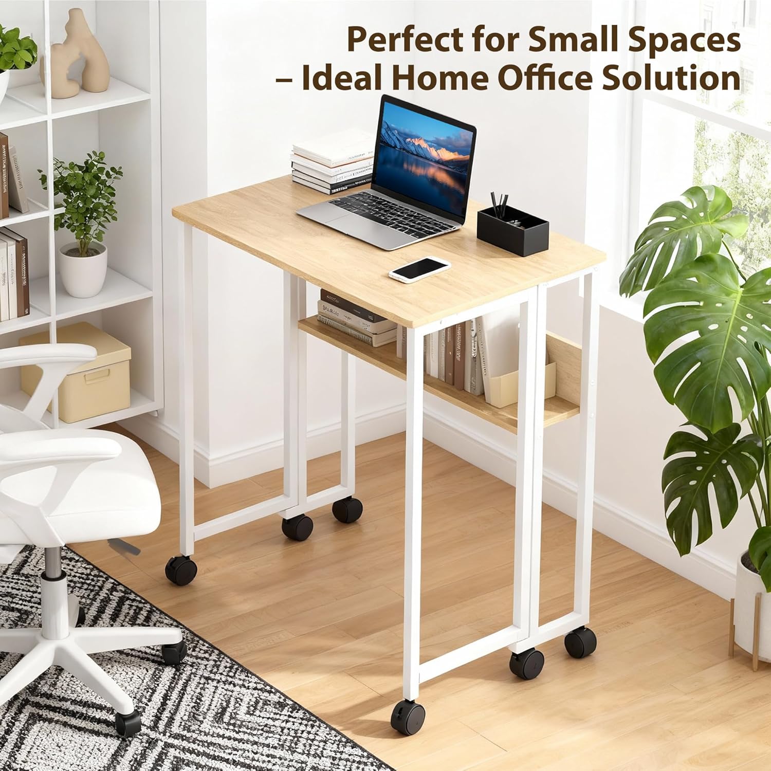 Desk Setup Maker - Folding Desk with Storage Shelf, 63