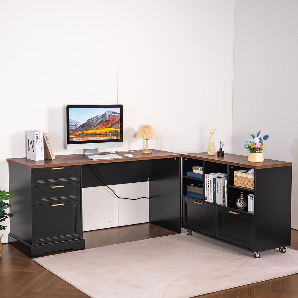 Desk Setup Home Office - 60 Corner Executive Desk with 40