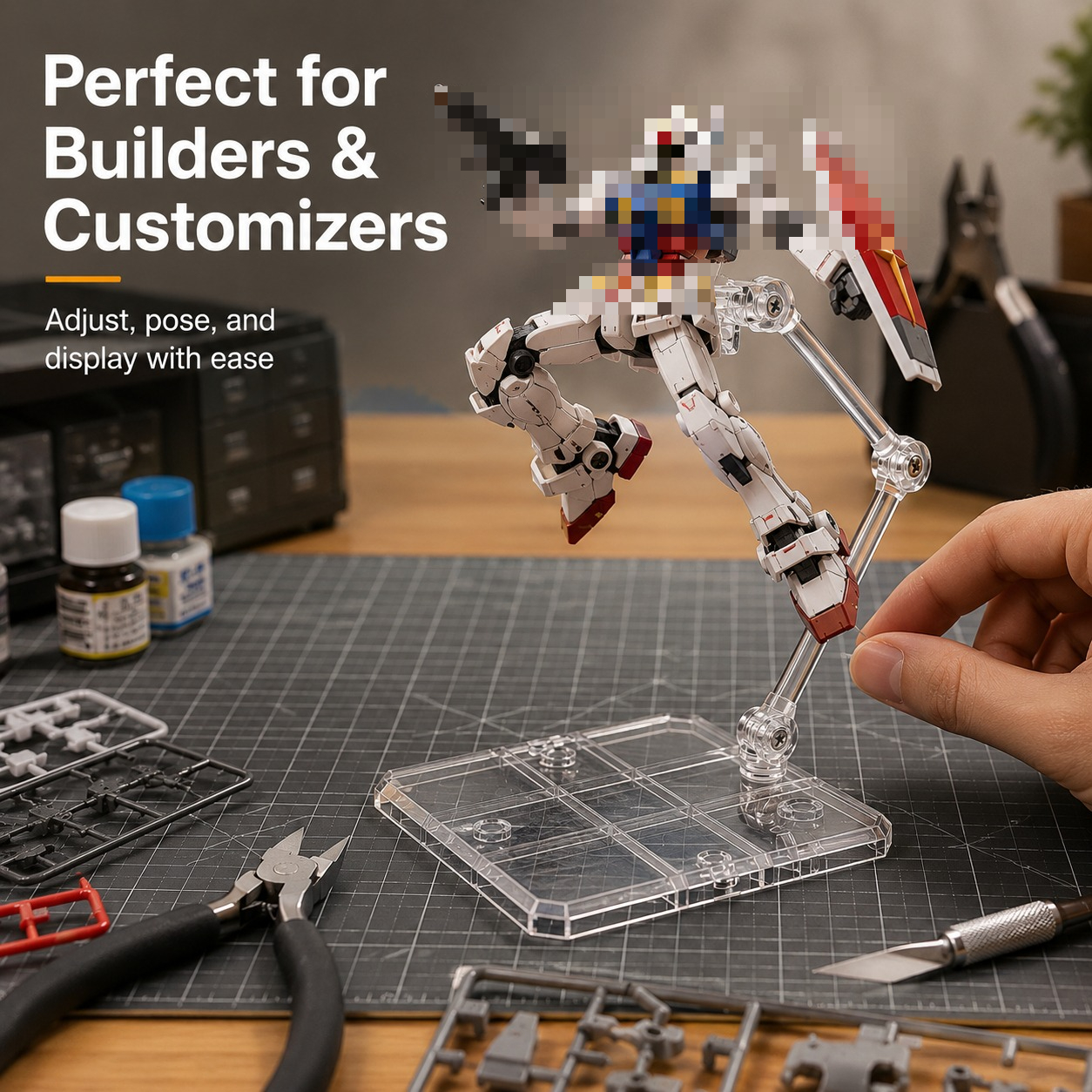 Desk Setup Shelf - Transparent Acrylic Figure Display Stand Assembly
