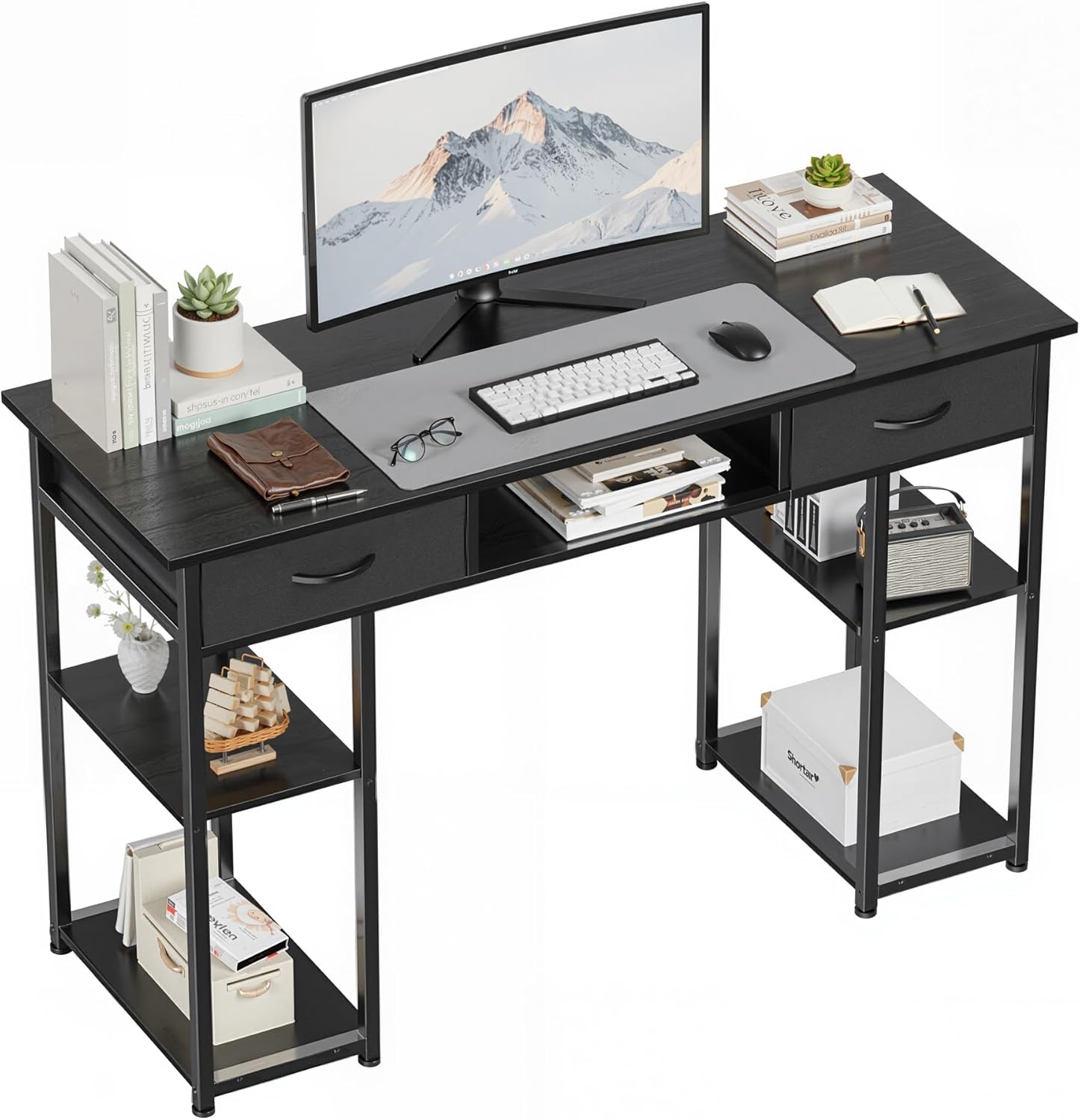 Work Desk Home Setup - 48-Inch Computer Desk with Fabric Storage