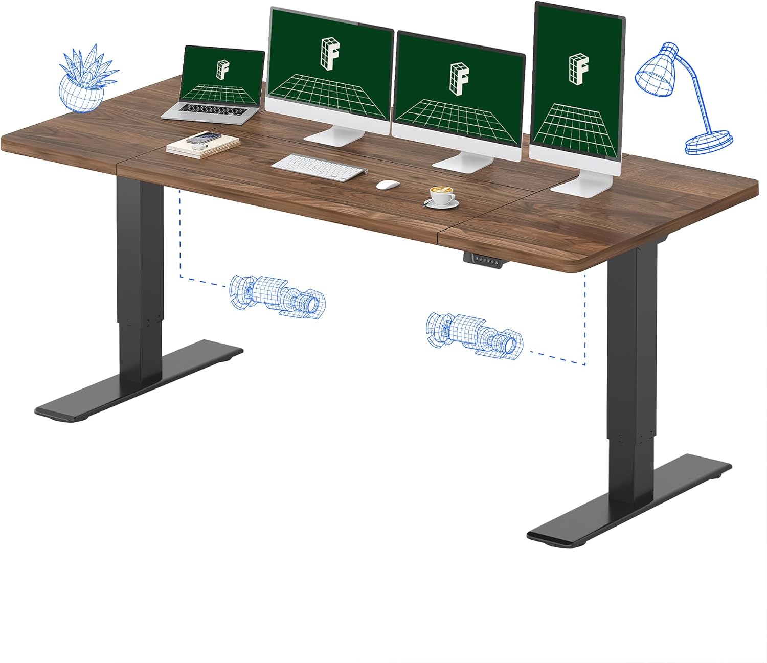 Desk Setup Home Office - Electric Standing Desk with Dual Motor,