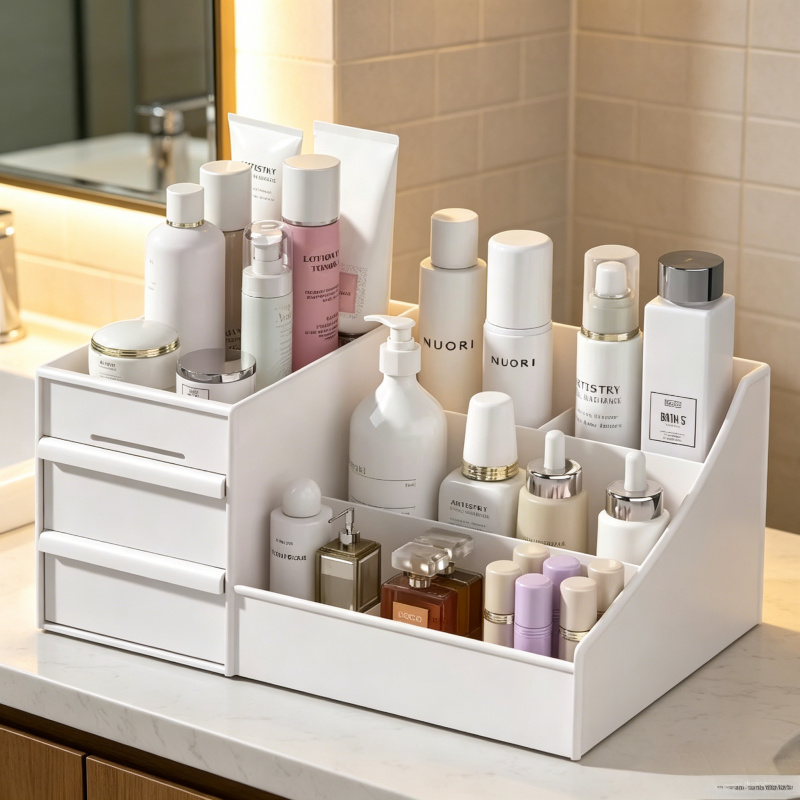 Desk Setup Shelf - 1pc White Drawer Makeup Storage Box
