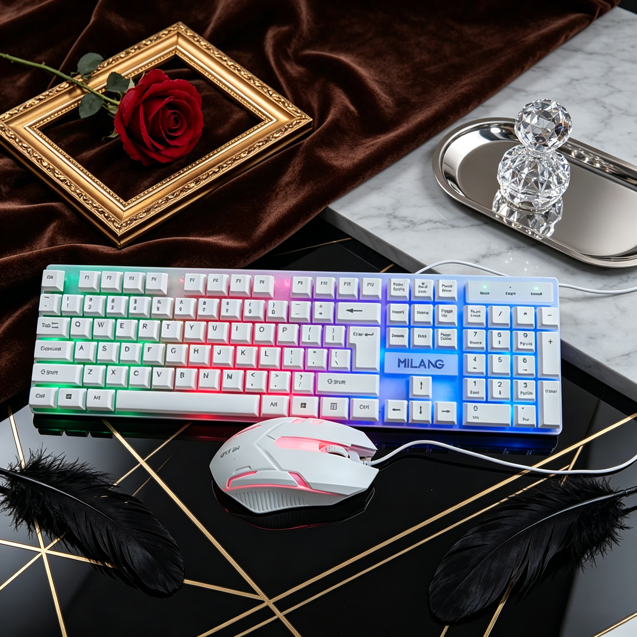 Wired RGB Backlit Keyboard Mou – Work Desk Home Setup Bewertung und Preis