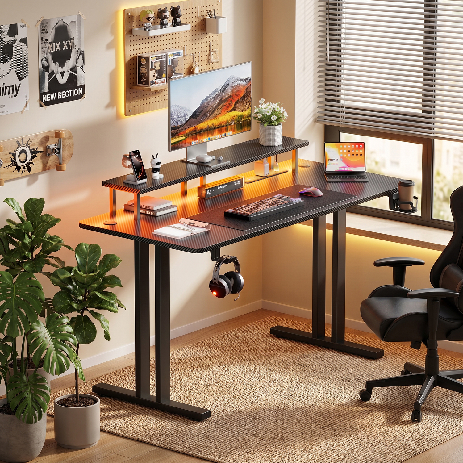 Gaming Desk with LED Lights &  – Desk Setup Home Office Bewertung und Preis