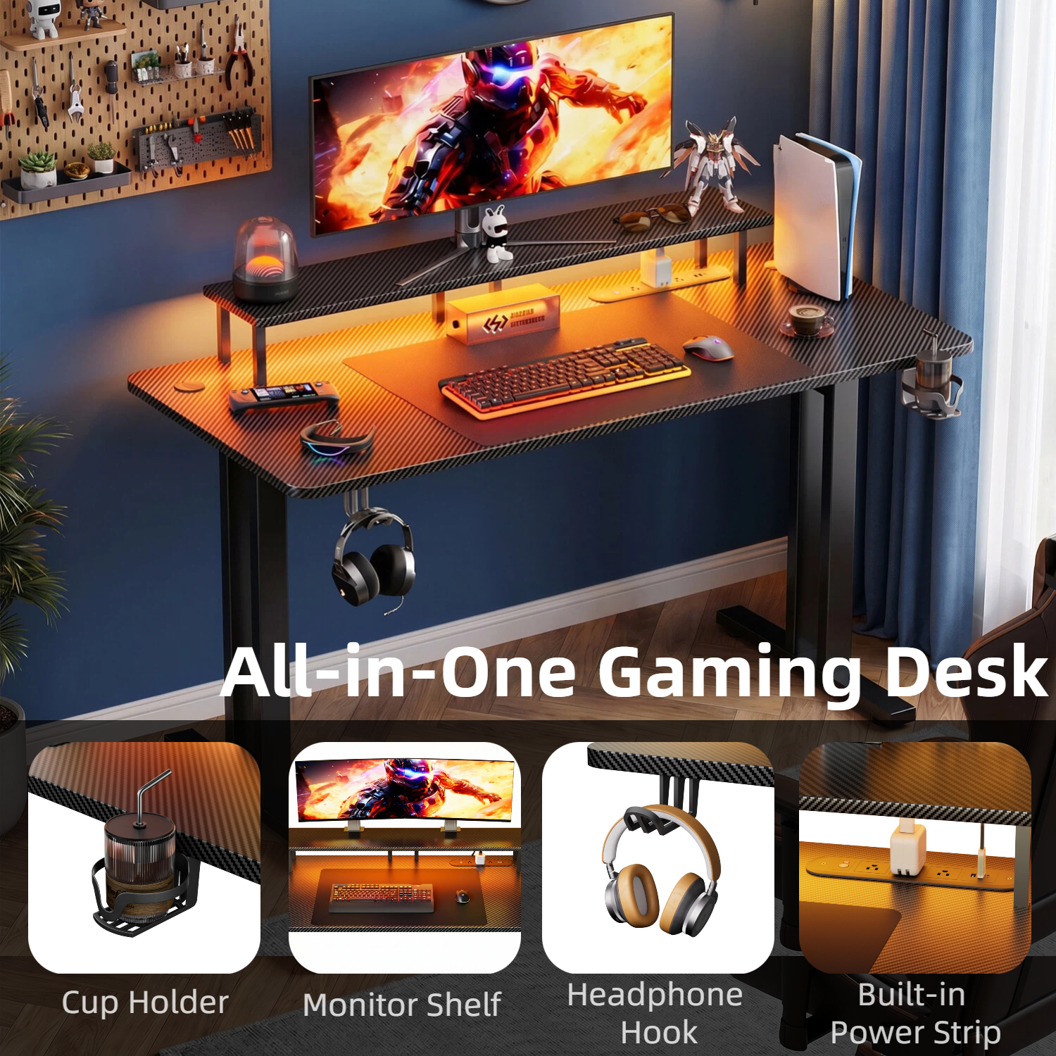 Gaming Desk with LED Lights &  – Desk Setup Home Office Bewertung und Preis
