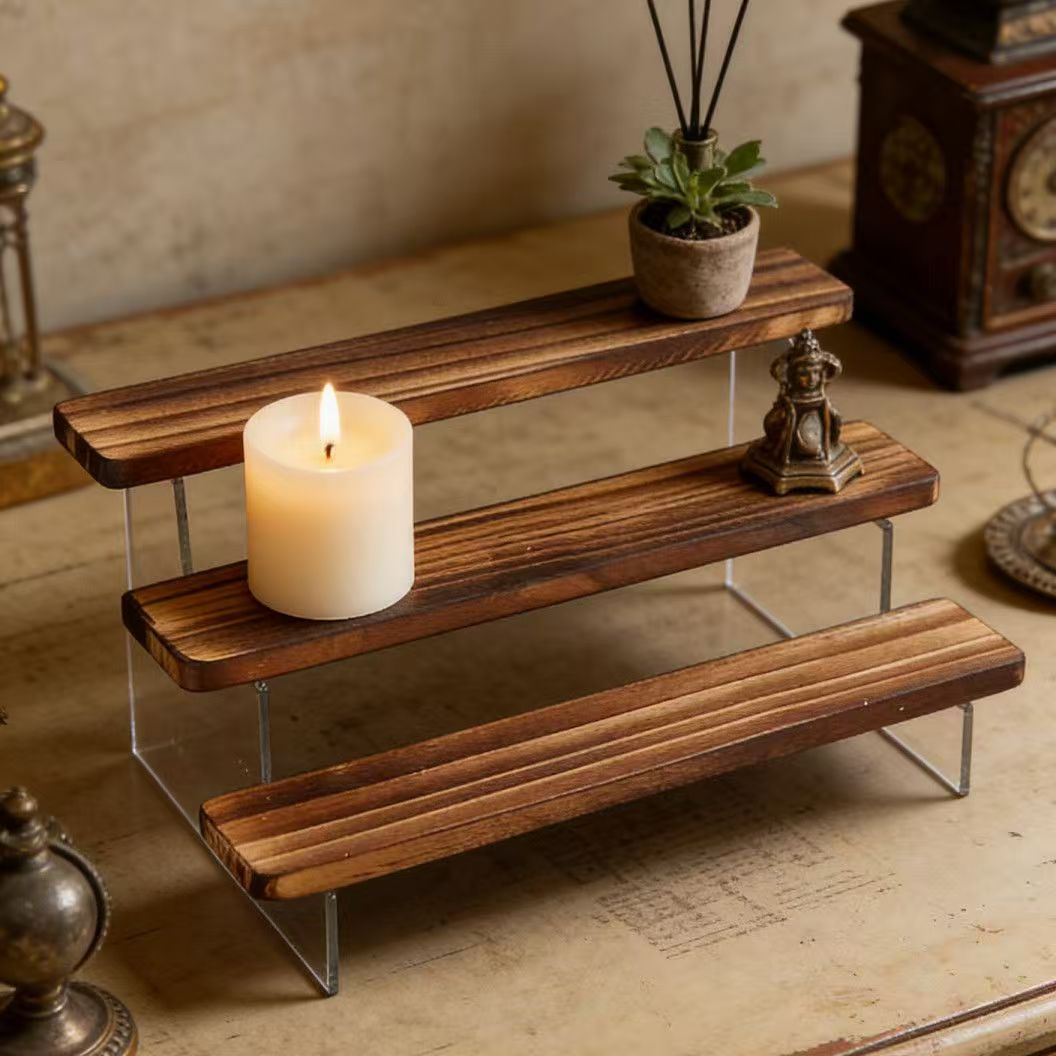 Charred Wooden Step Display St – Desk Setup Shelf Bewertung und Preis
