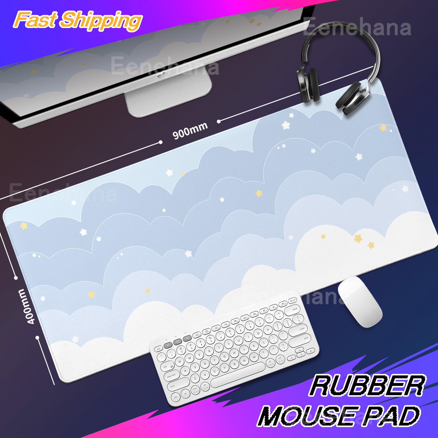 Light Blue Pink Clouds Desk Ma – Desk Setup Pink Bewertung und Preis