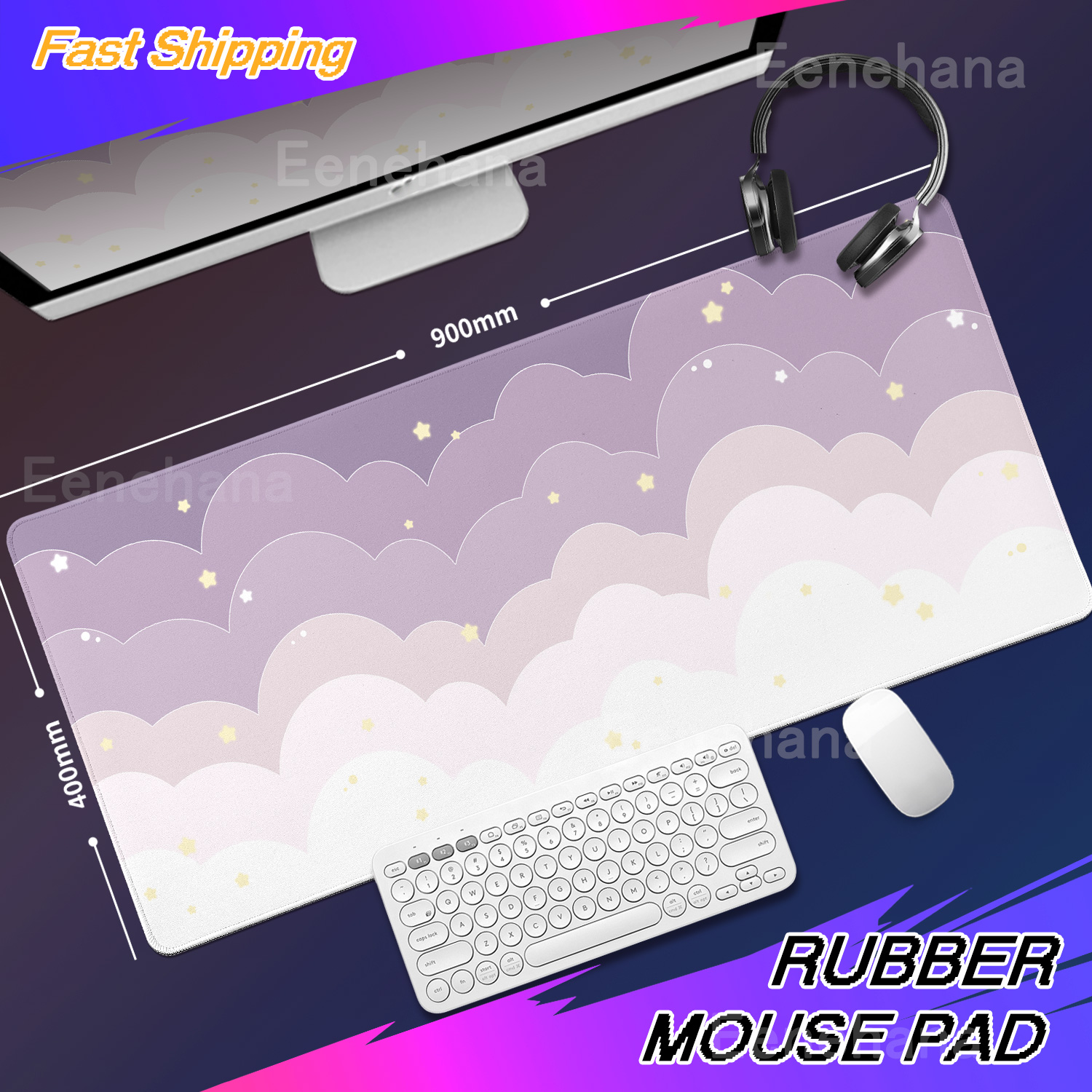 Light Blue Pink Clouds Desk Ma – Desk Setup Pink Bewertung und Preis