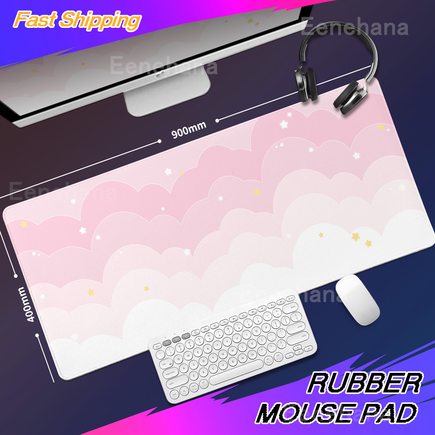 Light Blue Pink Clouds Desk Ma – Desk Setup Pink Bewertung und Preis